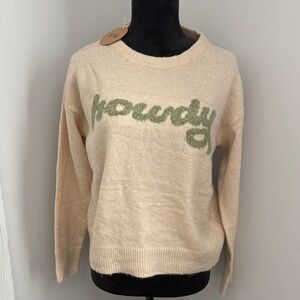 BiBi Beige and Olive 'Howdy' Sweater